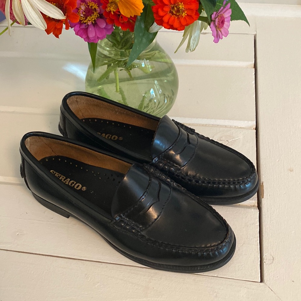 SEBAGO black leather penny loafers